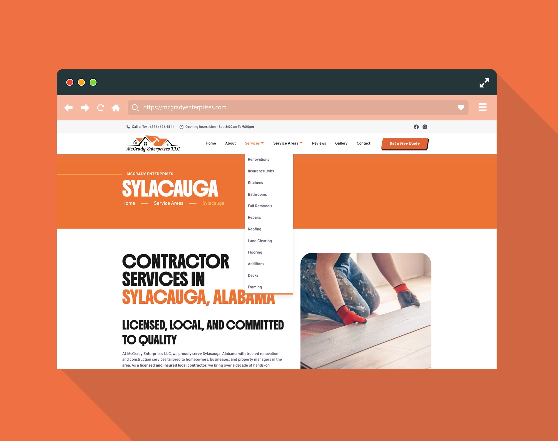 Individual pages for each service