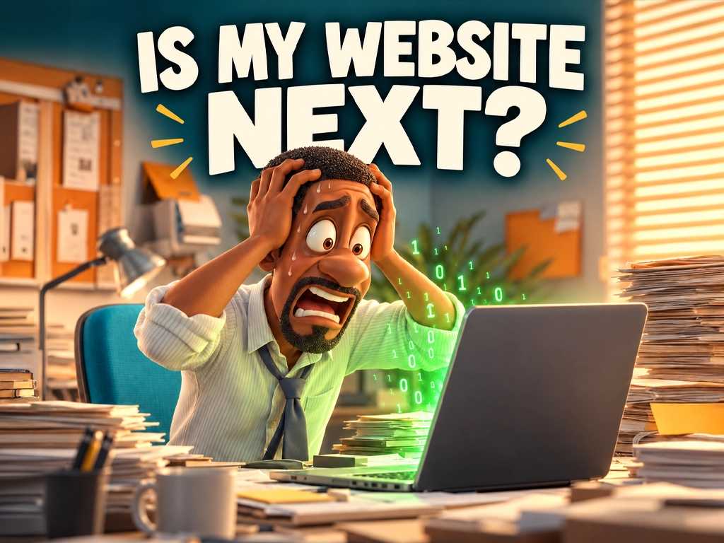 Business owner stressing about the latest ai hack to his website