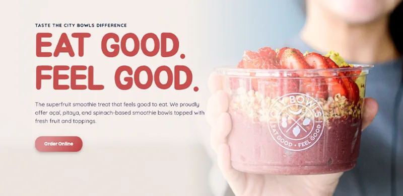 City Bowls restaurant website designed by Ridgeway Web
